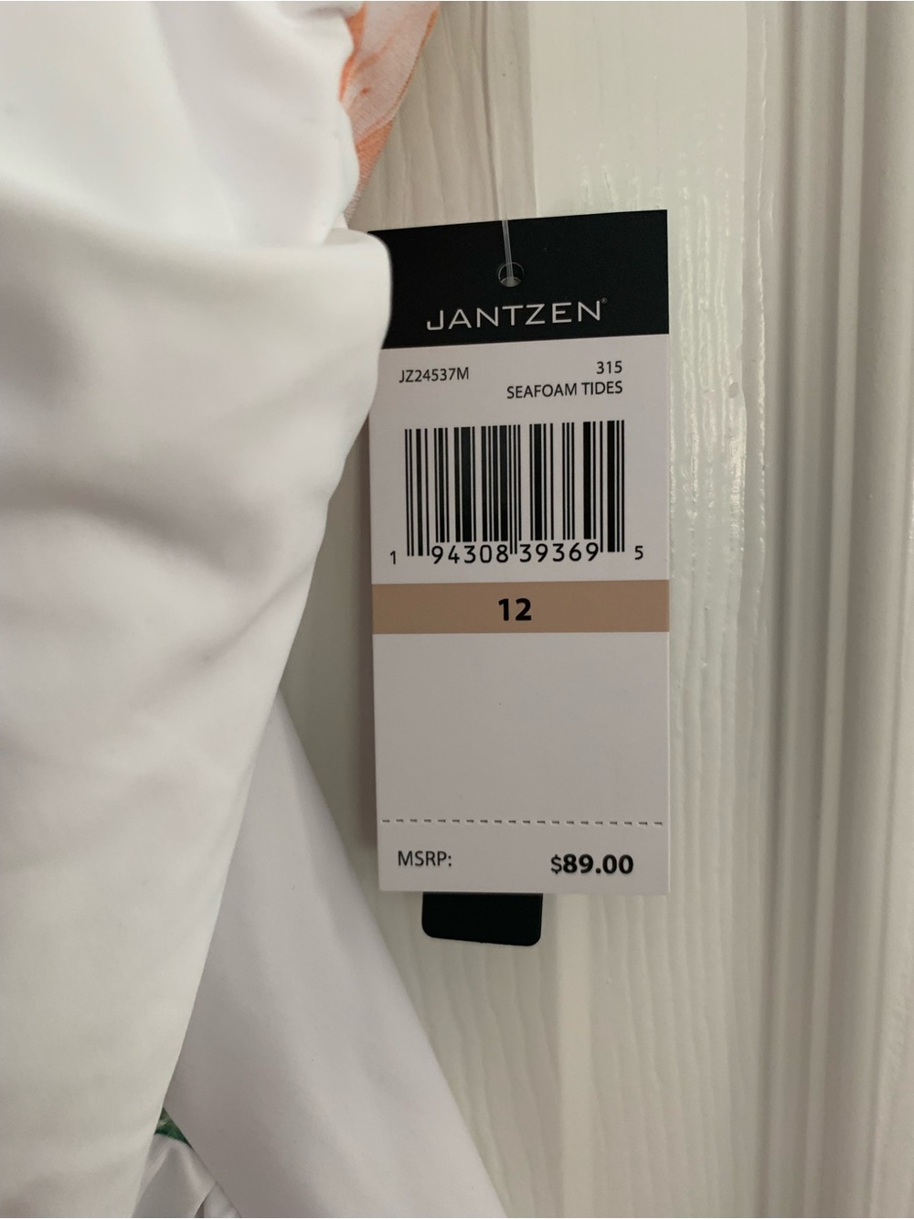 NWT Jantzen Swimsuit: 1-Piece White/Teal Multicolor Floral Top, Ruched Center 12 - Picture 3 of 15